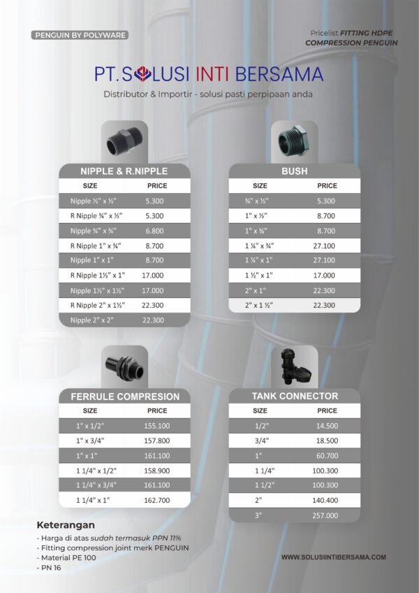 Daftar Harga Sambungan Fitting Pipa Hdpe Pricelist Terbaru