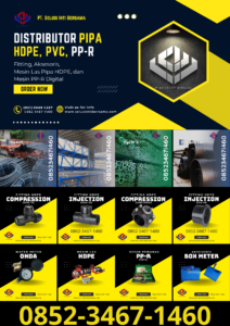 Distributor Pipa HDPE, PVC, PPR, Fitting, Aksesoris, Mesin Las HDPE dan Mesin PPR Digital