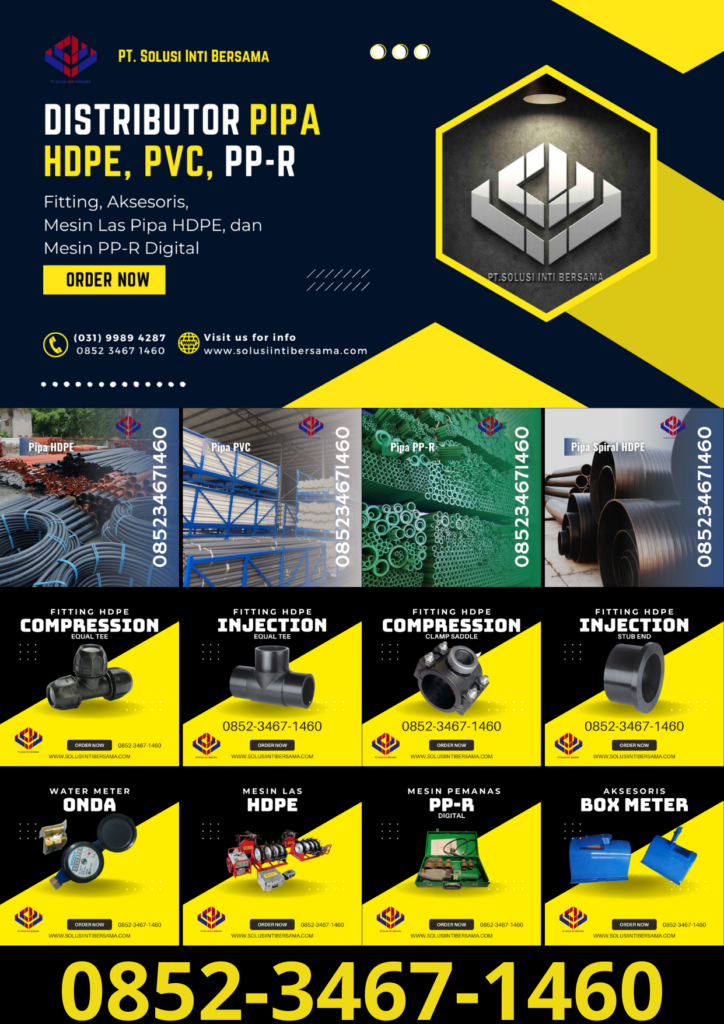 Distributor Pipa HDPE, PVC, PPR, Fitting, Aksesoris, Mesin Las HDPE dan Mesin PPR Digital Harga Termurah 