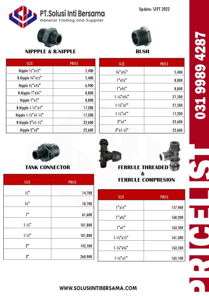 HDPE Compression Fittings Pricelist 2024 https://solusibersama.co.id/