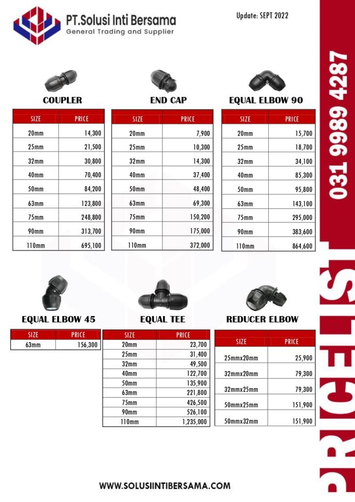 HDPE Compression Fittings Pricelist Updated https://solusibersama.co.id/