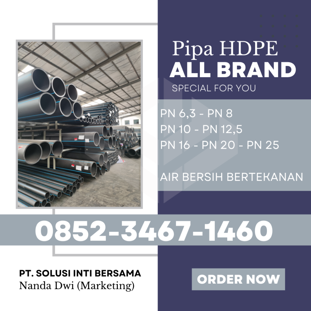 Harga Pipa HDPE Jabodetabek 2025 - Jakarta Bogor Depok Tangerang Bekasi | PT SOLUSI INTI BERSAMA menjual dengan Merk Trilliun Vinilon Unilon Rucika Westpex Supramas Maspion