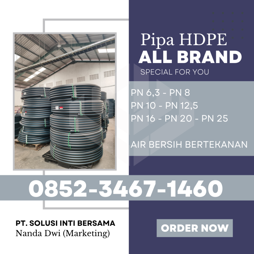 Harga Pipa HDPE Sumatera 2025 - Lampung Palembang Bengkulu Jambi Pekanbaru Padang Medan Banda Aceh | PT SOLUSI INTI BERSAMA menjual dengan Merk Trilliun Vinilon Unilon Rucika Westpex Supramas Maspion